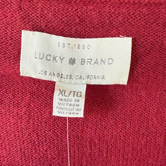 Lucky Brand red v neck pullover sweater size XL new - Picture 2 of 9